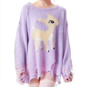Wildfox White Label Rudolph Little Helper Deer Lennon Sweater Lilac Knit